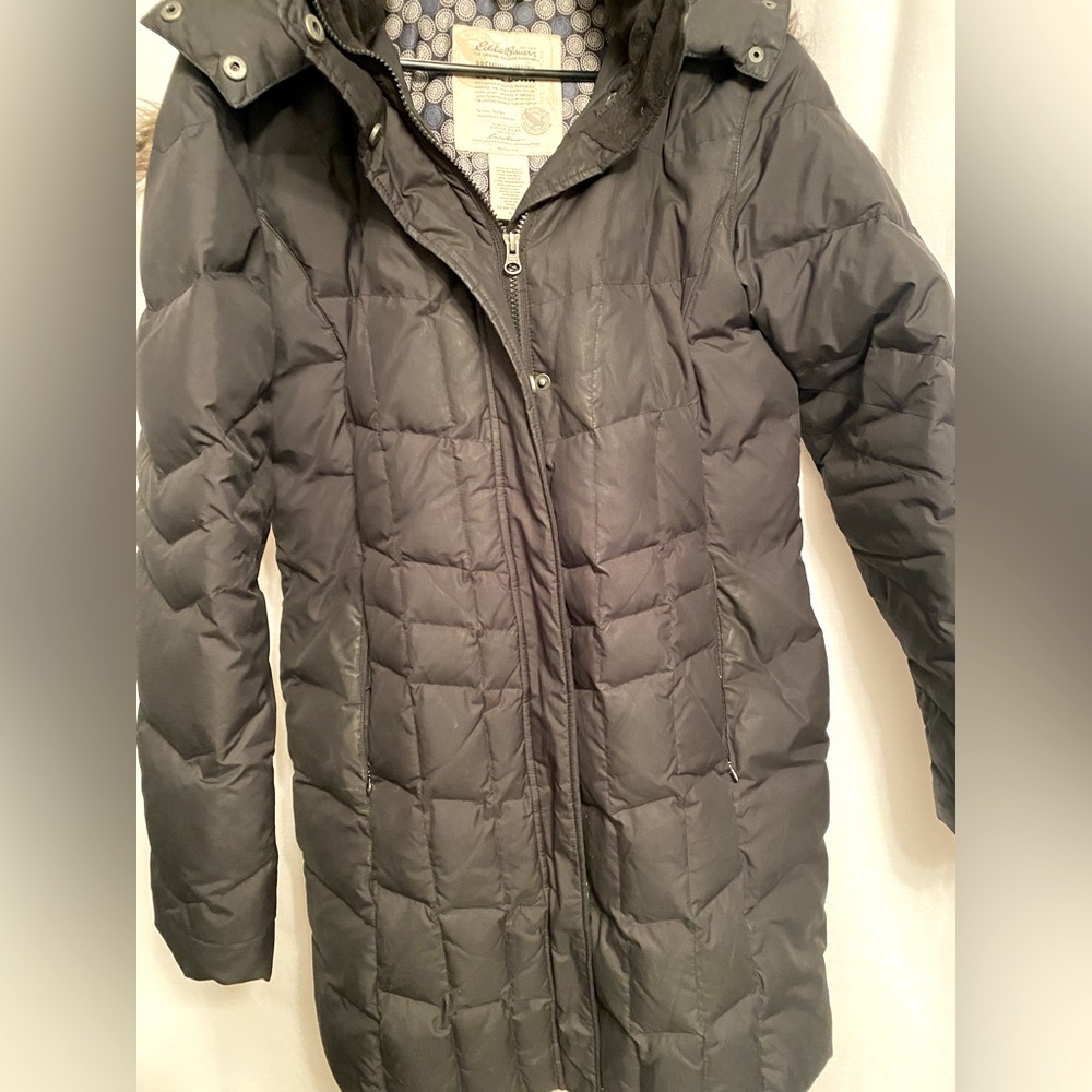 Eddie Bauer goose down mid length coat